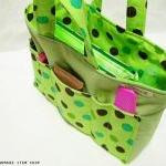 Inner Bag Organizer with Handles - Vivid Green Polka Dot